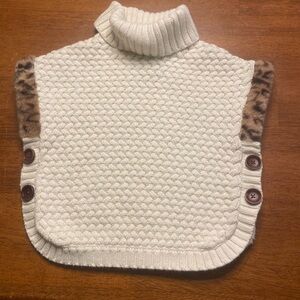 Aspen Kids Cozy Knit Poncho with Leopard Accents Princess